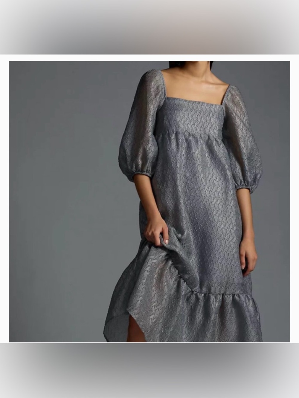 NWT Anthropologie Textured Puff-Sleeve Dress